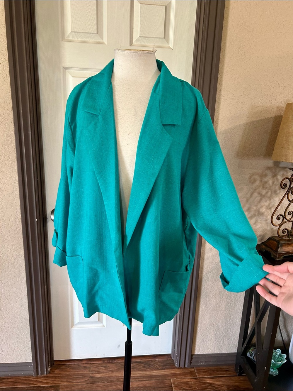 Vintage Joanna Plus Turquoise Linen Blazer Jacket